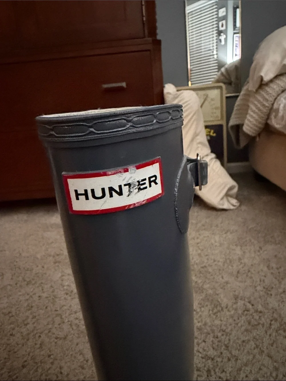 Hunter Tall Gloss Rain Boots in Gray